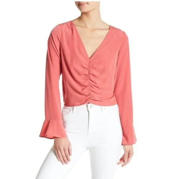 Free Press Ruched Bell Sleeve Top - Picture 1 of 8